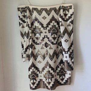 Express Off-Shoulder Deco Sequined Dress